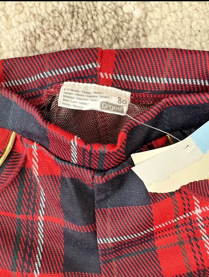 Kız Çocuk Kırmızı Ekose Bağlamalı Tayt - Görsel 2