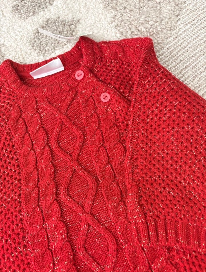 Kırmızı Örgü Kazak - Görsel 2