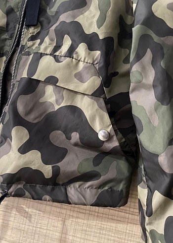 Kadın Kamuflaj Desenli Midi Ceket - Görsel 5