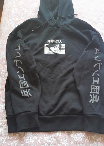 Siyah Kapüşonlu Uzun Kollu Sweatshirt