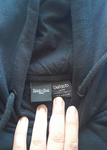Defacto Siyah Kapüşonlu Uzun Kollu Sweatshirt