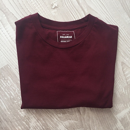 m Beden bordo Renk Pull&Bear; Tişört