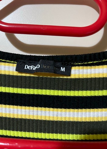 Çizgili, V Yakalı  Elbise - Görsel 3