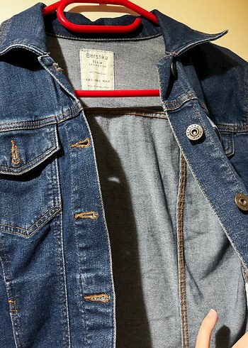 Düğmeli Koyu Mavi Kadın Kot Ceket - Görsel 3