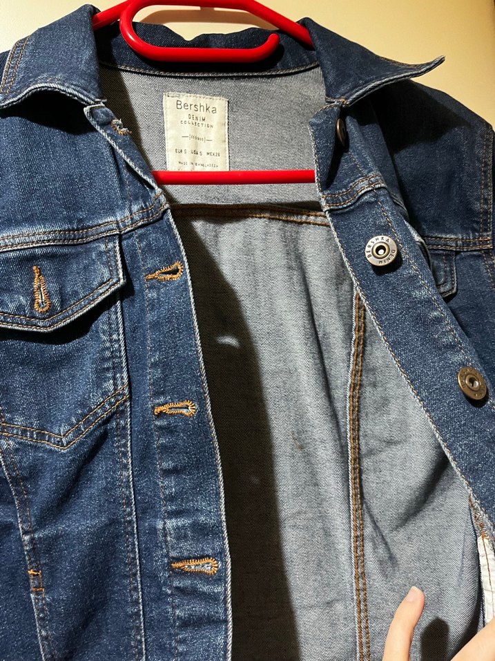 Düğmeli Koyu Mavi Kadın Kot Ceket - Görsel 3