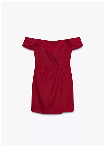 Bordo Drapeli Mini Straplez Elbise - Görsel 2