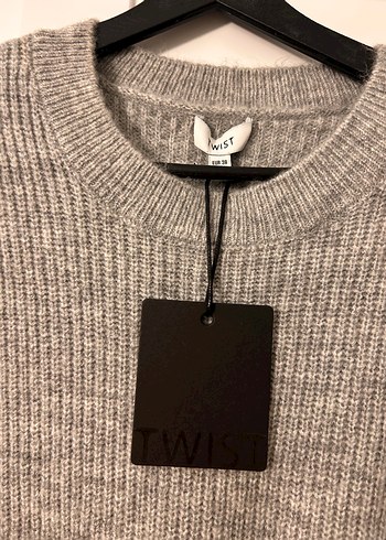 Twist Gri Kadın Triko Midi Elbise - Görsel 2