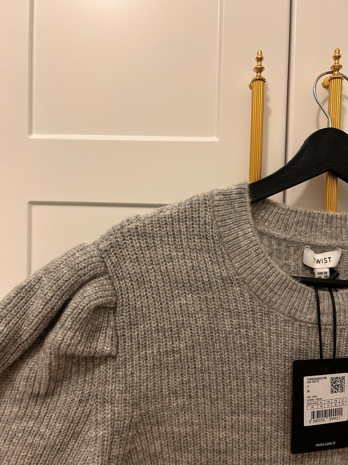 Twist Gri Kadın Triko Midi Elbise - Görsel 4