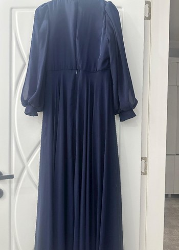 Lacivert Güllü Tül Abiye Elbise - Görsel 6