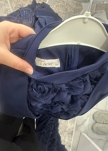 Lacivert Güllü Tül Abiye Elbise - Görsel 9