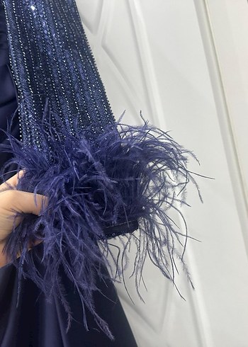 lacivert Saten Taşlı Abiye - Görsel 10