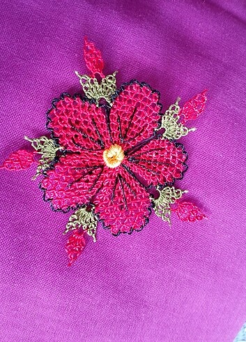 Beden kırmızı Renk İğne oyası motif