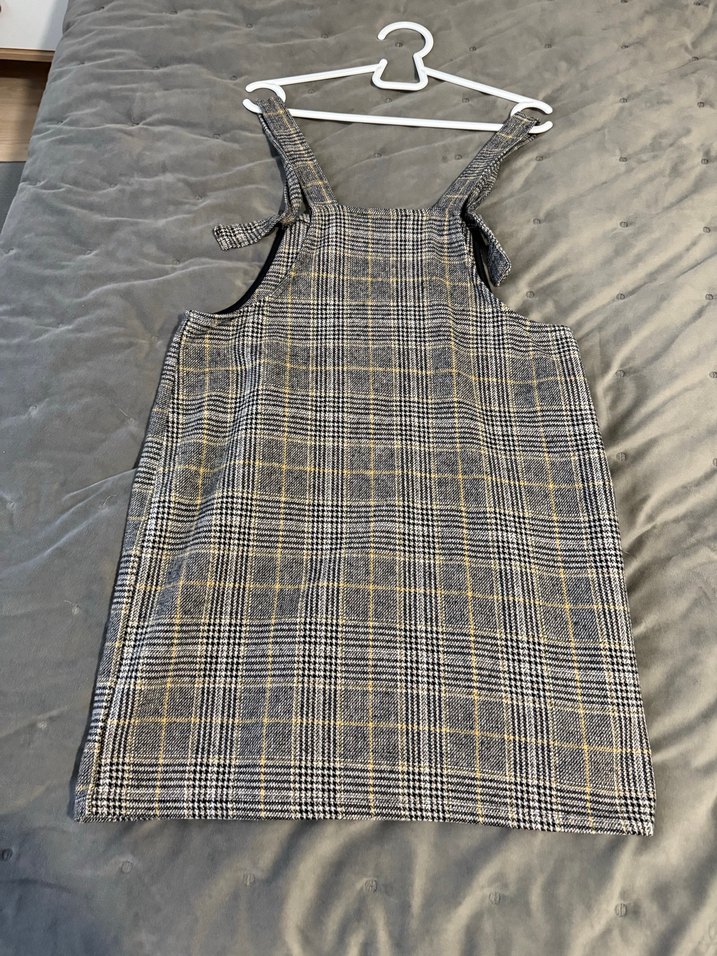 Ekose Desenli Kadın Askılı Salopet - Görsel 2