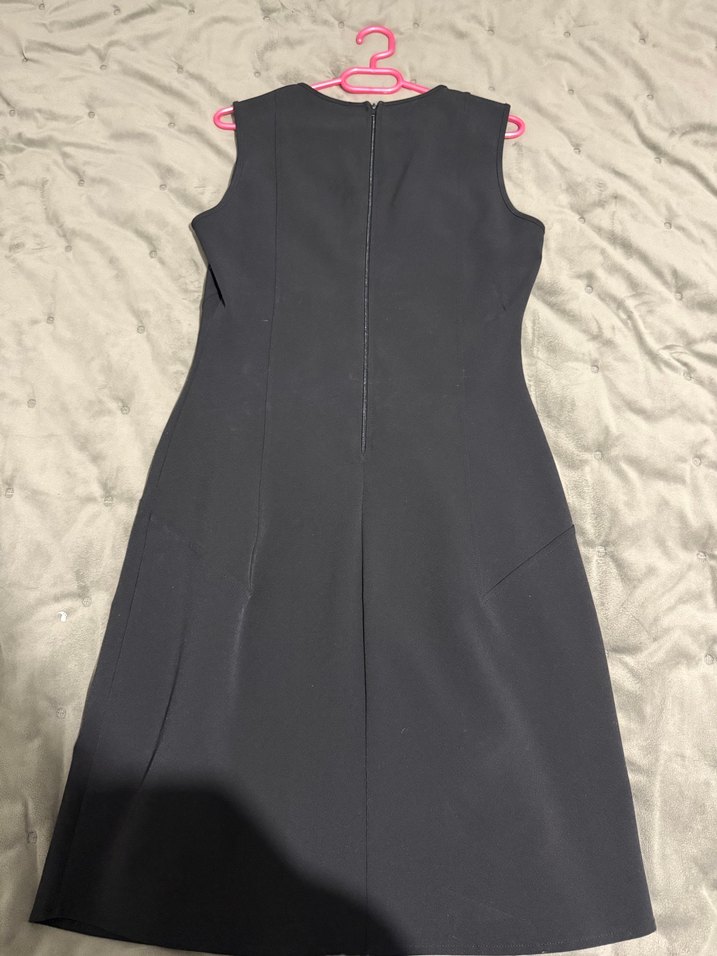 Bisiklet yaka Siyah Midi Kolsuz Elbise - Görsel 3