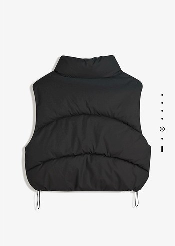 Kadın Siyah Kısa Şişme Yelek Yüksek Yakalı - Görsel 4