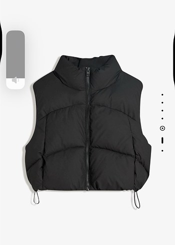 Kadın Siyah Kısa Şişme Yelek Yüksek Yakalı - Görsel 3