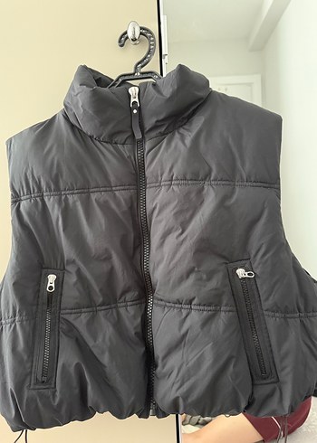 Kadın Siyah Kısa Şişme Yelek Yüksek Yakalı - Görsel 7