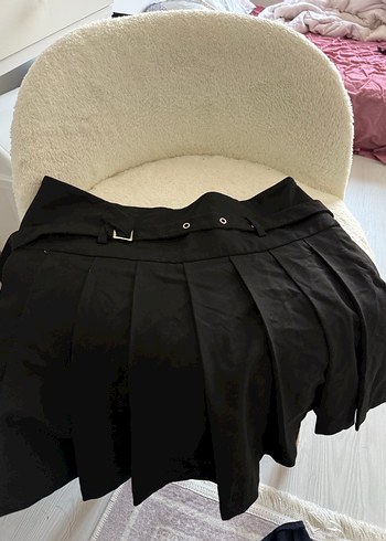 40 Beden Siyah Kemerli Gotik Mini Etek