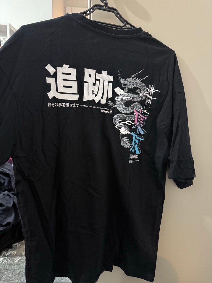 Siyah  Sokak Stili Kısa Kollu Tişört - Görsel 3