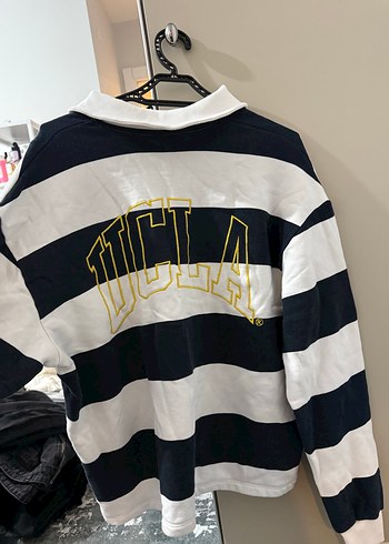 Düğmeli Çizgili Kadın Sweatshirt - Görsel 4