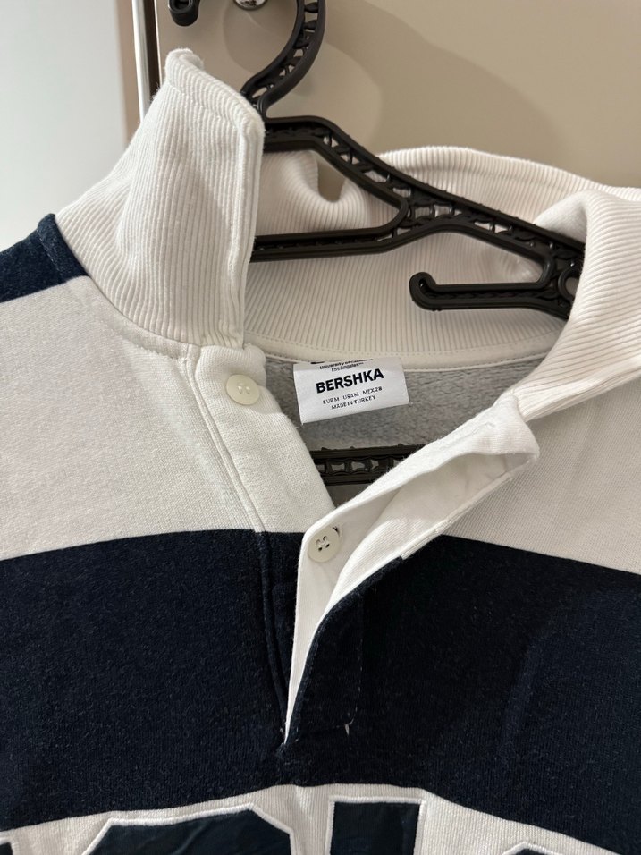 Düğmeli Çizgili Kadın Sweatshirt - Görsel 3