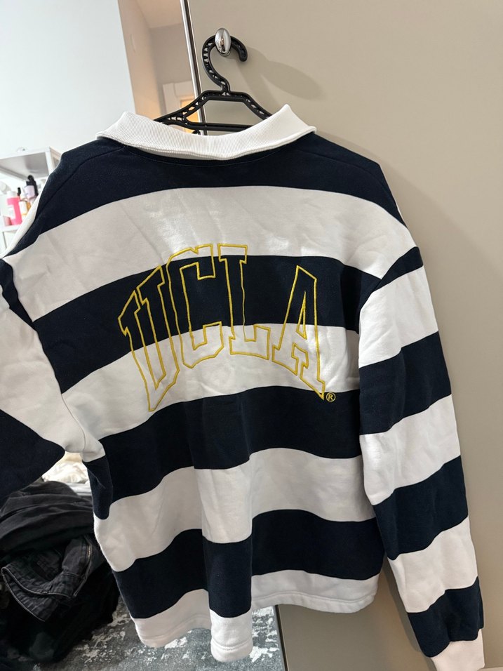 Düğmeli Çizgili Kadın Sweatshirt - Görsel 4