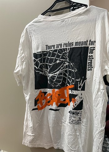 Erkek Beyaz Baskılı Pamuk Tişört - Görsel 5