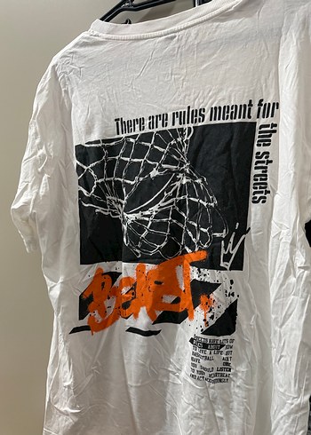 Erkek Beyaz Baskılı Pamuk Tişört - Görsel 4