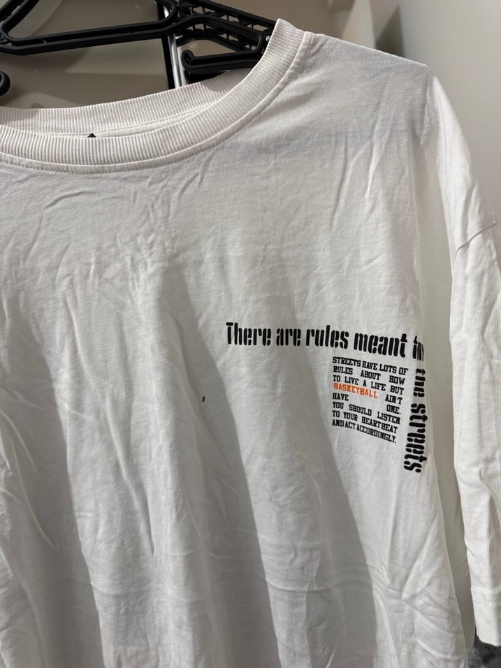 Erkek Beyaz Baskılı Pamuk Tişört - Görsel 2