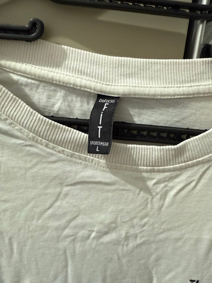 Erkek Beyaz Baskılı Pamuk Tişört - Görsel 3