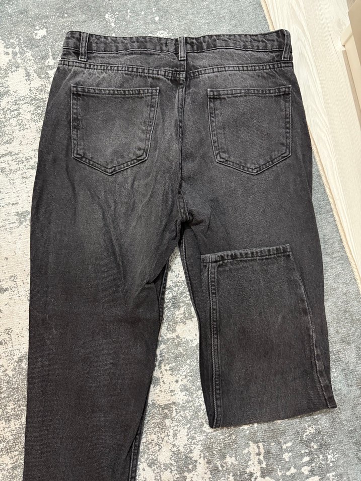 Siyah-Gri Bol Kesim Kadın Denim Jean - Görsel 3