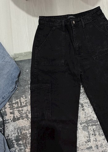 Siyah Loose Fit Kadın Kot Pantolon - Görsel 2