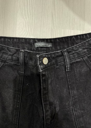 Siyah Loose Fit Kadın Kot Pantolon - Görsel 3