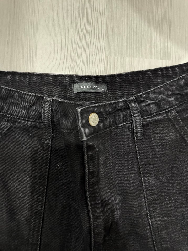 Siyah Loose Fit Kadın Kot Pantolon - Görsel 3