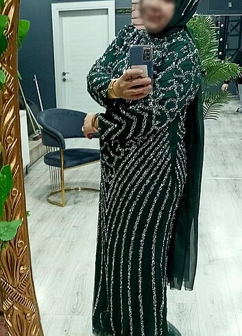 Henna Gelinlik Zümrüt yeşili tesettür abiye