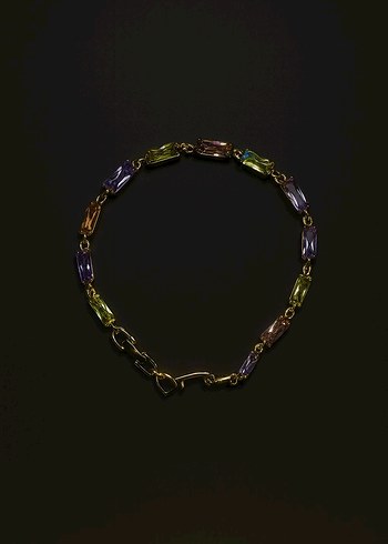 Çelik Renkli Taşlı Swarovski tarzı Bileklik - Görsel 3