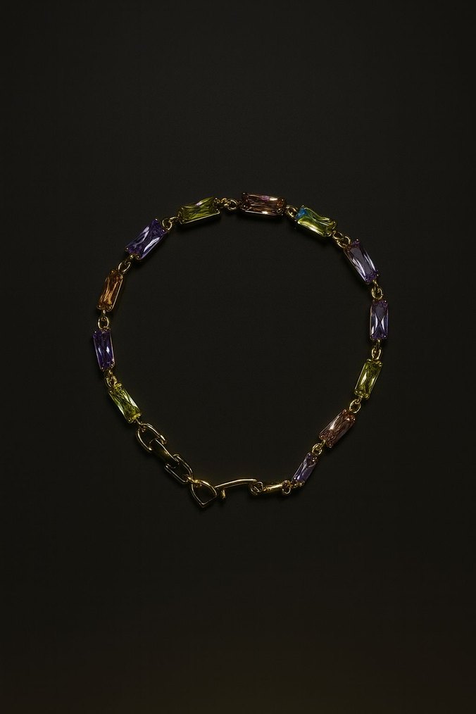 Çelik Renkli Taşlı Swarovski tarzı Bileklik - Görsel 3