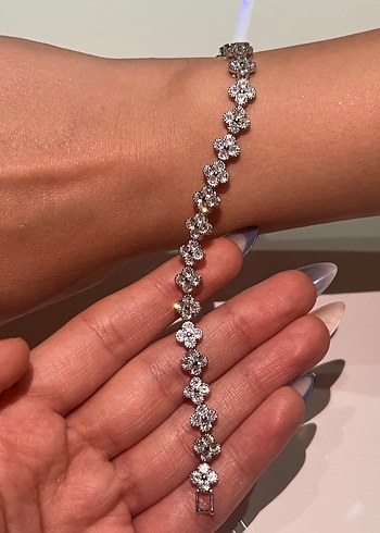 Çelik Silver Renkli Özel Yonca Bileklik - Görsel 2