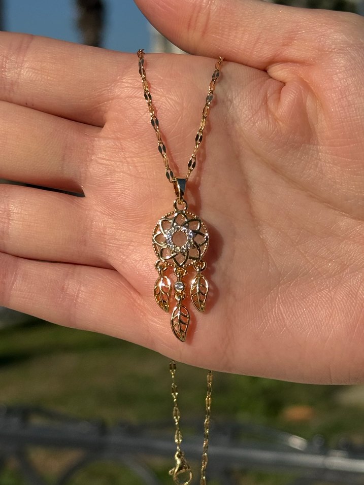 Çelik Zincir Detaylı Dreamcatcher Kolye - Görsel 2