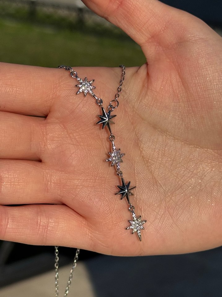 Çelik Zincir Detaylı Kuzey Yıldızı Kolye - Görsel 2