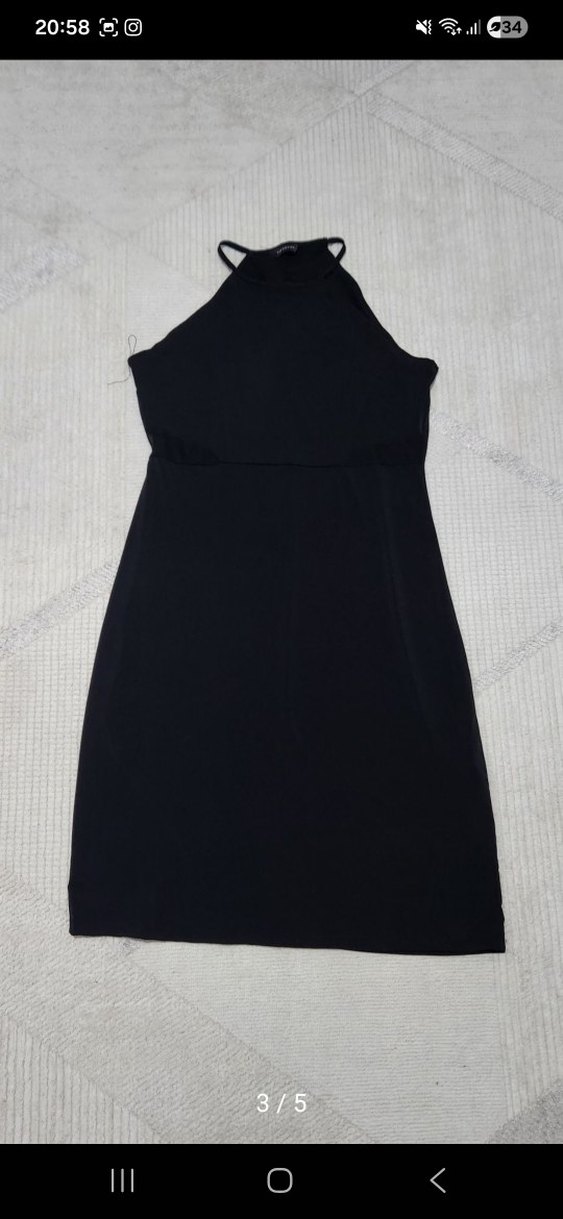 Siyah Yüksek Yakalı Kadın elbise - Görsel 3