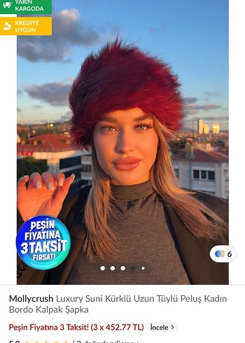Suni Kürklü Tüylü Bordo Kadın Bere