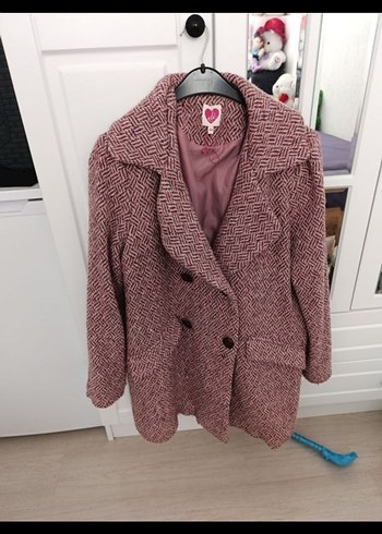 Bordo Midi Düğmeli Yün Kaban