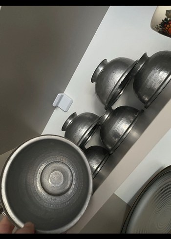 Gri Metal Çay Fincanları Seti - Görsel 4