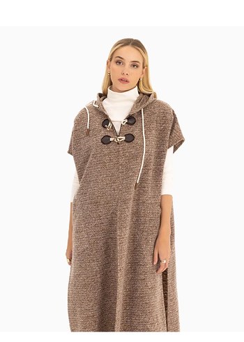 Bohem Tarzı Uzun Kahverengi Kadın Sabahlık - Görsel 2