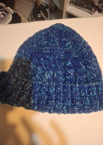 Kadın Mavi Örgü Bere - Görsel 2