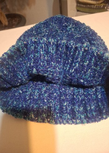 Kadın Mavi Örgü Bere - Görsel 4