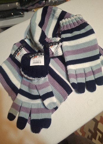 Çizgili Erkek Çocuk Triko Eldiven - Görsel 3