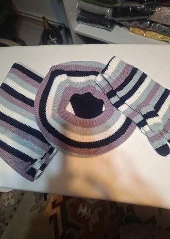 Çizgili Erkek Çocuk Triko Eldiven - Görsel 2