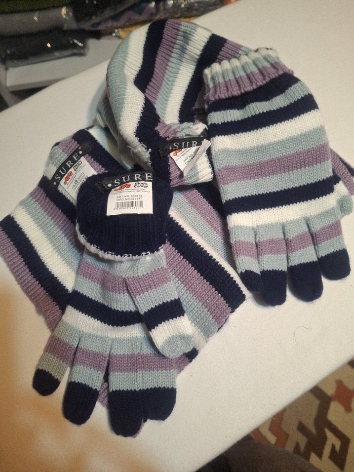 Çizgili Erkek Çocuk Triko Eldiven - Görsel 3